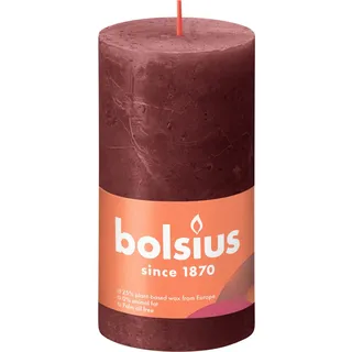 Bolsius Rustiko Shine Stumpenkerze 13 cm rot