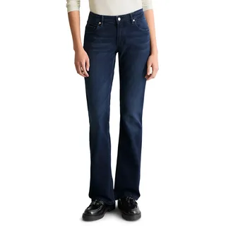 Bootcut-Jeans MARC O'POLO DENIM, Damen, Gr. 30, Länge 32, dunkelblau, Denim/Jeans, Obermaterial: 98% Baumwolle, 2% Elasthan, bootcut fit lang, Jeans Bootcut-Jeans, Mid Waist, 5-Pocket Form