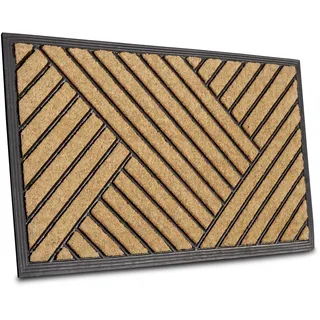 Hanse Home Fußmatte Kokos und Gummi für Innen und Außen - Outdoor Schmutzfangmatte Natur, Kokosmatte Outdoor Streifen Muster, Wetterfest und rutschfest für Flur, Terrasse, Eingangsbereich - 45x75cm