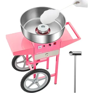 Vevor elektrische Zuckerwattemaschine kommerzielle Zuckerwattegeräte mit Wagen (1000 W) mit 52 cm Edelstahlschüssel & Zuckerschaufel & Schublade, perfekt für Kindergeburtstage Familienfeiern Rosa