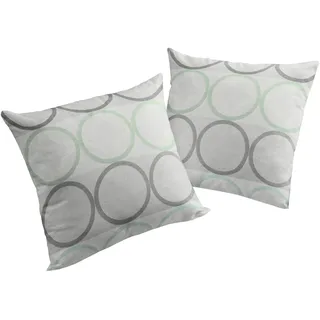 Dekokissen WIRTH "Zirbello" Gr. 2, grün (mint, kreise), B:50cm L:50cm, Baumwolle, Polyester, Dekokissen_Sitzkissen_Kissenhüllen, Dekokissen, Kissenhülle ohne Füllung, 2 Stück