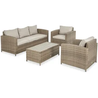 di volio Gartenmöbel VELETI, Gartenmöbel-Set für 5 Personen - Couchtisch & 3-Sitzer-Sofa & 2 Sessel, aus hochwertigen Polyrattan, bequem & wetterfest