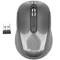 NGS Haze - Kabellose Optische Maus, 2.4GHz, USB-Maus für Computer oder Laptop mit 3 Tasten und Metallic Scroll, 800/1600dpi (Grau)