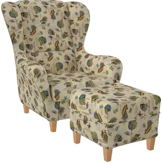 Supellex Sofia Ohrensessel mit Hocker | Design Provence Lavendel - Gelb