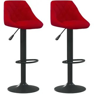 Barhocker 2 Stk. Weinrot Samt - Rot
