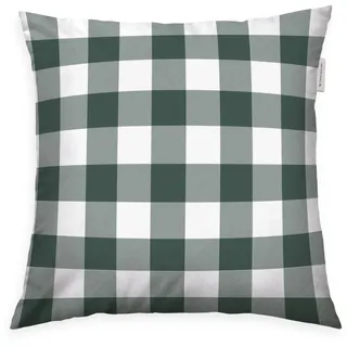 TOM TAILOR Flanell-Kissenhülle, 40x40 cm, 100% Baumwolle/ Flanell, Mit Wendemotiv und farbigem Markenreißverschluss, CLASSIC CHECK Grün, Braun (Forest & Rusty Red)