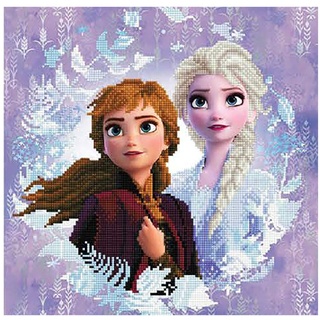 Diamond Dotz CD-851901209 Disney Frozen II, "Sisters", ca. 40 x 40 cm groß, Diamond Painting, Malen mit Diamanten, funkelndes Bild zum Selbstgestalten, für Kinder und Erwachsene