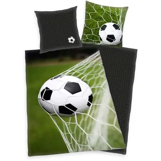 Herding Bettwäsche Fußball Grün/Multicolor 140 x 200 cm + 70 x 90 cm