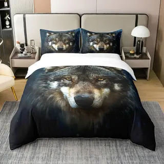 Reine Baumwolle 3D Wolf Tröster Abdeckung 135x200 Safari Tiere Bettwäsche Sets Hochschule Dorm Raum Dekor Exotic Wildlife Aquarell 100% Baumwolle Bettbezug Glitch Effekt Krawatte Dye Quilt Cover