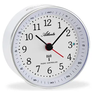 Atlanta Funkwecker ohne Ticken mit Licht Snooze Crescendo Alarmanzeige Analog - 1868/0 (Weiß)