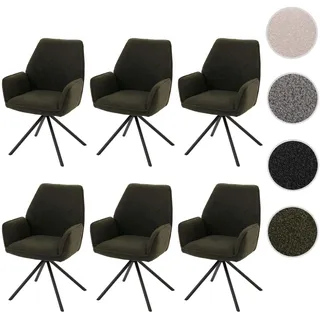 6er-Set Esszimmerstuhl HWC-G67, Küchenstuhl Stuhl Armlehne, drehbar Auto-Position, Stoff Bouclé Öko-