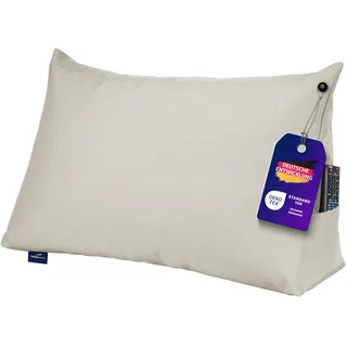 Traumnacht Cozy Rückenkissen, Lesekissen, 70 x 40 cm beige, abnehmbarer, waschbarer Bezug aus 100% Polyester, praktisches Seitenfach, Öko-Tex zertifiziert, produziert nach deutschem Qualitätsstandard