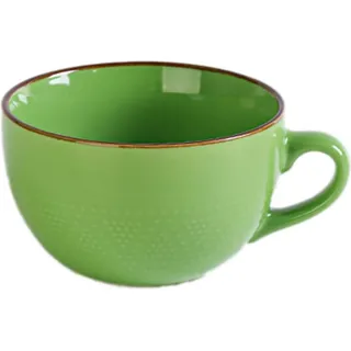 Große Kaffeetasse Keramik 700ml Grüne Suppentasse mit Henkel
