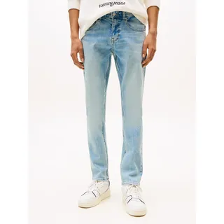 Slim-fit-Jeans TOMMY JEANS "Scanton Slim", Herren, Gr. 32, Länge 36, denim light, Denim/Jeans, Obermaterial: 95% Baumwolle, 4% sonstige Fasern, 1% Elasthan, regular fit lang, Jeans Slim-fit-Jeans, Slim?Fit?Jeans mit mittlerer Leibhöhe, 5?Pocket?Design