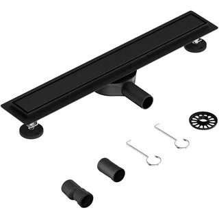 Neodrain Duschrinne 80cm Edelstahl Duschablauf Flach | 2 in 1 Bodenablauf Dusche Schwarz mit 360° Siphon, Geruchsstop, Haarsieb, DN4050