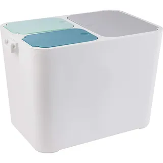 ONVAYA® Recycling Mülleimer Tom | 36 Liter Gesamtvolumen | 2x 9L + 1x 18L Fächer | Mülltrennsystem in Creme-Mint | Abfalleimer für Büro, Küche & Bad