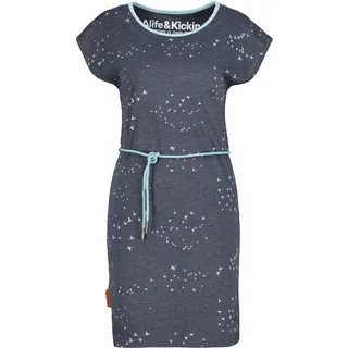 Blusenkleid ALIFE & KICKIN, Damen, Gr. M, Normalgrößen, grau (blau), 65% Baumwolle, 35% Polyester, Rundhals, Kleider Blusenkleid