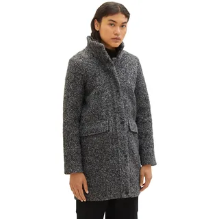 TOM TAILOR Denim Damen 1037586 Boucle Mantel mit Stehkragen, 10522-Shale Grey Melange, XS