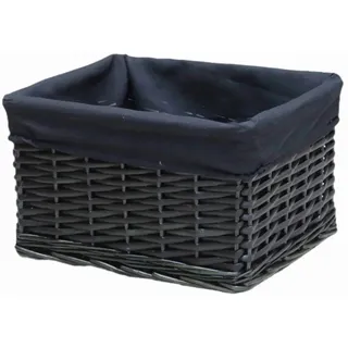 Ambia Home Regalkorb , Schwarz , Textil , Weide , massiv , 10 l , rechteckig , 27x18x31 cm , Innenfutter, handgemacht , Ordnen & Aufbewahren, Dekoboxen & Aufbewahrungsboxen, Regalboxen & Stehsammler