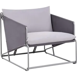 BELIANI Gartensessel Grau Metall mit Armlehnen Kissen Niedrig Extra Breite Sitzfläche Modernes Design Outdoor Indoor Garten Terrasse - Grau