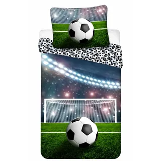 BrandMac Bettwäsche Fußball Kissenbezug 80 x 80 cm und Bettbezug 135 x 200 cm, 100% Baumwolle