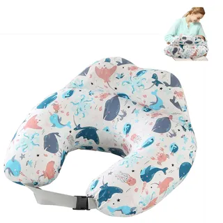 TOPCHANCES Stillkissen Stillkissenbezug Aus 100% Baumwolle,Stillkissen Klein Für Baby,Motherhood Stillkissen Atmungsaktives,Herausnehmbares Und Waschbares Stillkissen(Grauer Stern 65×55cm)