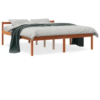 vidaXL Seniorenbett Wachsbraun 150x200 cm Massivholz Kiefer