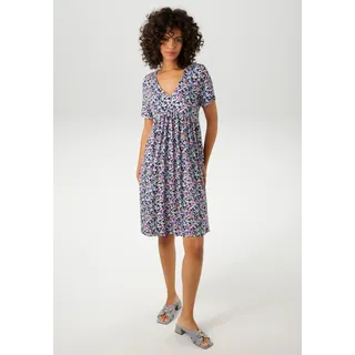 Aniston CASUAL Sommerkleid mit farbenfrohen, grafischen Blümchen bedruckt, schwarz, hellblau, royalblau, pink, rosa, grün, gelb, weiß, sand