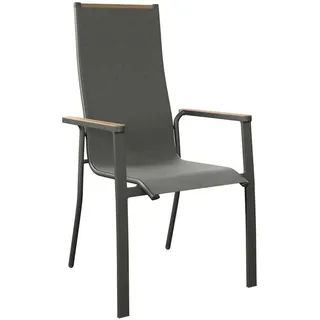 Ambia Garden Gartensessel , Grau, Naturfarben , Metall , eckig, Rundrohr , 62x71x111 cm , stapelbar, inklusive Armlehnen , Gartenmöbel, Gartensessel