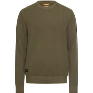 camel active Herren Strickpullover mit Rippkragen | weicher Pullover mit Rundhalsausschnitt im Regular Fit aus reiner Baumwolle