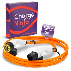 Charge Ninja Orange Belt Typ2 Ladekabel für Elektroautos -3-Phasen, 32A, 22KW, Orange 5 Meter