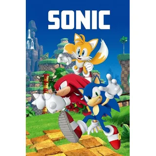 Jerry Fabrics Fleecedecke Tagesdecke Kuscheldecke Sonic Knuckels Miles Prower Videospiel 100 x 150 cm 100% Polyester