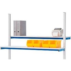 Rau Etagenbord für manuell höhenverstellbare Arbeitsplatzsysteme Serie E, melaminharzbeschichtet, B 1500 x T 310 x H 75 mm, lichtgrau, bis 30 kg