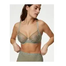 Womens M&S Collection Soutien-gorge à armatures et broderies Embrace, bonnets emboîtants AàF - Dusty Green, Dusty Green - 38-D