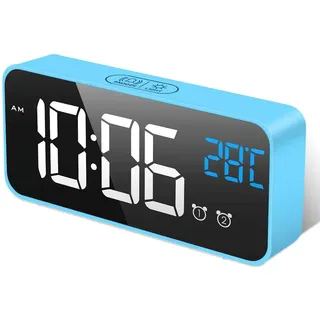 HOMVILLA Wecker Digital mit Große LED Temperaturanzeige, Digitaler Wecker mit Dual Alarm, Snooze, 4 Stufen Einstellbarer Helligkeitsdimmer und 10 Musik für Nachttisch Schlafzimmer
