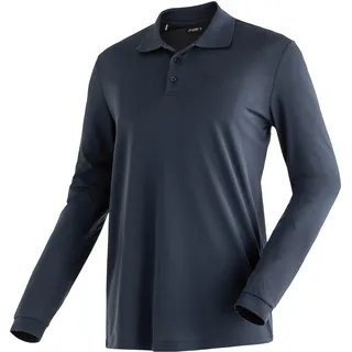 Langarm-Poloshirt MAIER SPORTS "Ulrich L/S", Herren, Gr. XXL, blau (dunkelblau), 100% Polyester, Shirts Langarm-Poloshirt, Herren Polo langarm, leichtes Funktionsshirt, Langarmshirt, Reg. Fit