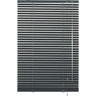 GARDINIA Deco Company Alu-Jalousie ohne Bohren, Zum Klemmen, Inkl. Klemmträgern, Sichtschutz, Lichtschutz, Blendschutz, Aluminium-Jalousie, Schiefer, 110 x 175 cm