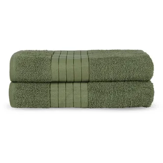 good morning Badetuch »Uni Towels«, (2 St., 2er Set Badetücher 70 x 140 cm), Baumwolle, Walkfrottee, Bordüre, 500 GSM, Weich, Einfarbig, Schwarz, grün