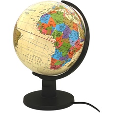 Raylu Paper - Globus beleuchtet und drehbar, Kartografie und Meridian, Zifferblatt der spanischen Welt, cremefarben, 25 cm
