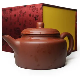 Teekanne, 210 ml, chinesischer Yixing-Ton, echte rote Zisha-Gongfu-Teekanne für losen Tee (rot)