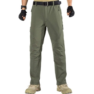 FREE SOLDIER Herren Winter wasserdichte Skihose Jagd Outdoor Hose Winddichte Thermohose Winterhose Softshellhose zum Klettern und Wandern(Armee-grün,54)