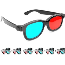 6er Set 3D-Anaglyphenbrille für TV oder PC-Spiele (rot/blau), 3D Brille für Fernseher, 3D-Gläser mit Anaglyphen-Technologie - Marke Ganzoo