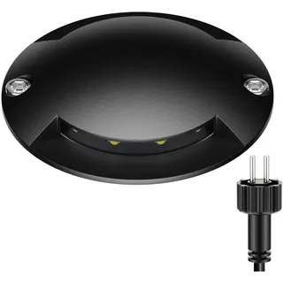 ledscom.de LED Bodenleuchte, Wegmarkierung BUNDA für außen, IP67, 2-flammig, schwarz, rund, 70mm Ø, kaltweiß
