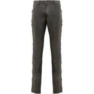 RICANO Lederhose "Lederhose S/L Jeans 01 (Büffel Nappa - geschnürt)" Handgefertigt aus echtem Leder, schwarz