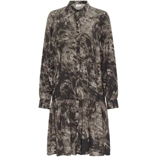 Midikleid KAFFE "Kleid KAjamie", Damen, Gr. 44, N-Gr, braun (braun graphic print), Obermaterial: 50% Viskose CV. 50% Viskose LENZING ECOVERO CV LenzEcov., Kleider Midikleid