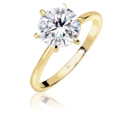 Bild von PREMIUM Ring Damen Verlobung Solitär Funkelnd mit Zirkonia Kristalle aus 375 Gelbgold