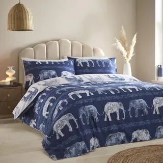 Simply Charlotte Bettwäsche-Set für Einzelbett, Elefant, Tierdruck, Blau