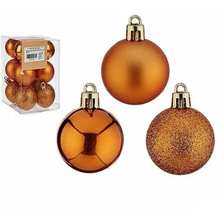 Weihnachtskugel-Set, Orange, Kunststoff, 4 x 5 x 4 cm (12 Stück)