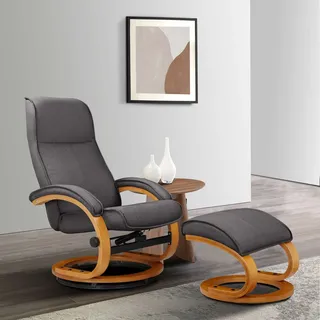 Home Affaire Relaxsessel Paris Webstoff 67 x 107 x 78 cm Grau mit Hocker