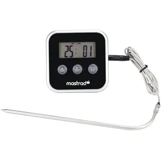 Mastrad - Digitales Bratenthermometer M°square – Küchenthermometer mit Sonde – Ofenthermometer mit Alarm & Timer – Fleischthermometer 0–250°C – Magnetisch